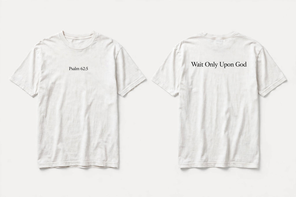 Psalm 62:5 white tee mockup