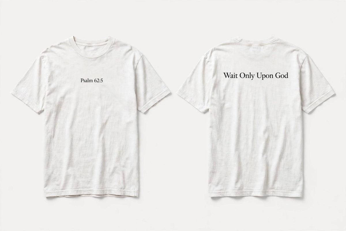 Psalm 62:5 white tee mockup