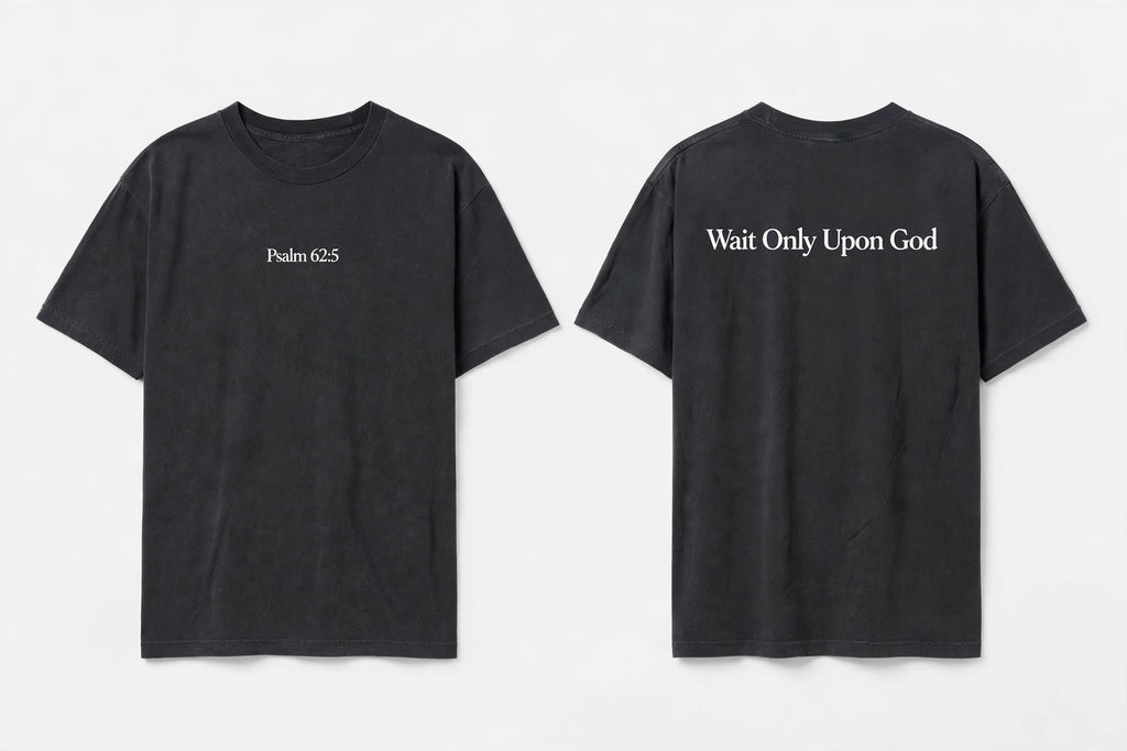 Psalm 62:5 black tee mockup