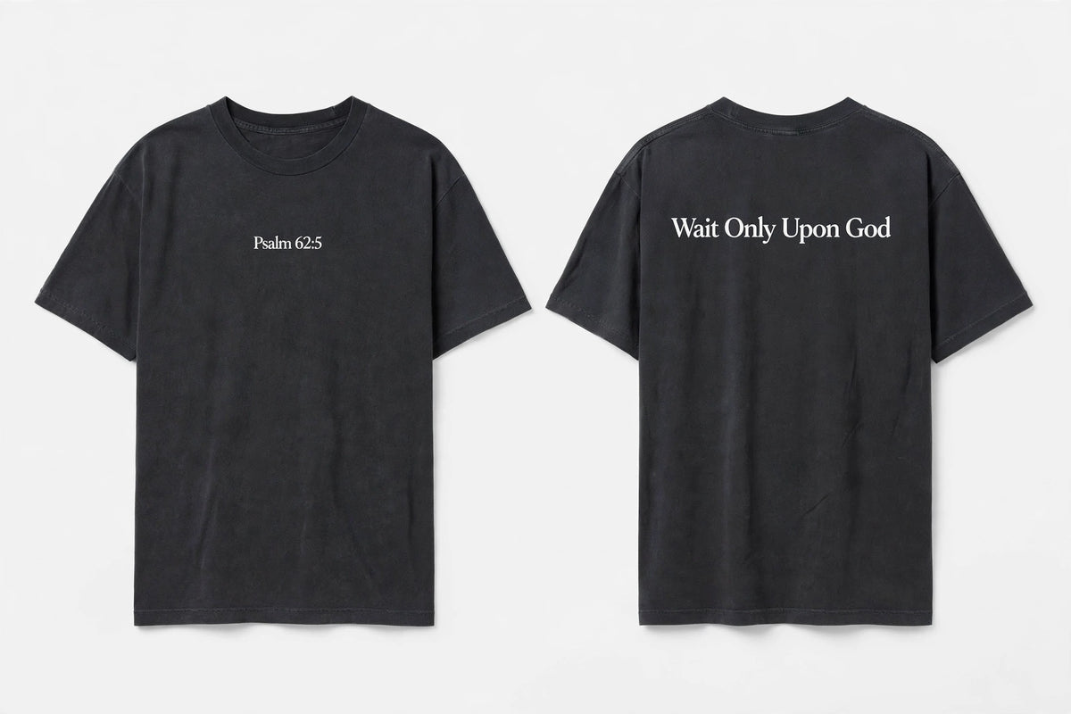 Psalm 62:5 black tee mockup