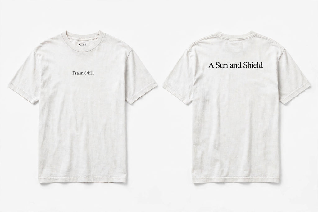 Psalm 84:11 white tee mockup