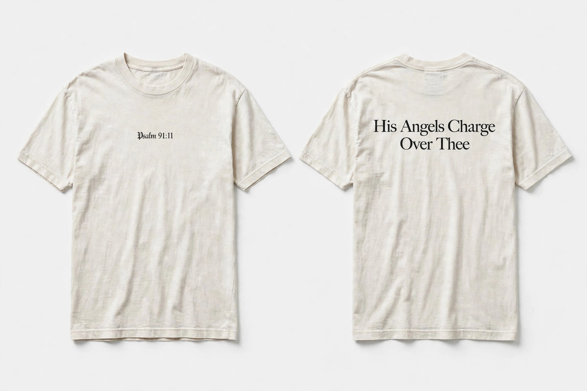 Psalm 91:11 white tee mockup