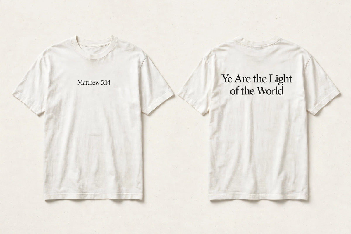 Matthew 5:14 white tee mockup