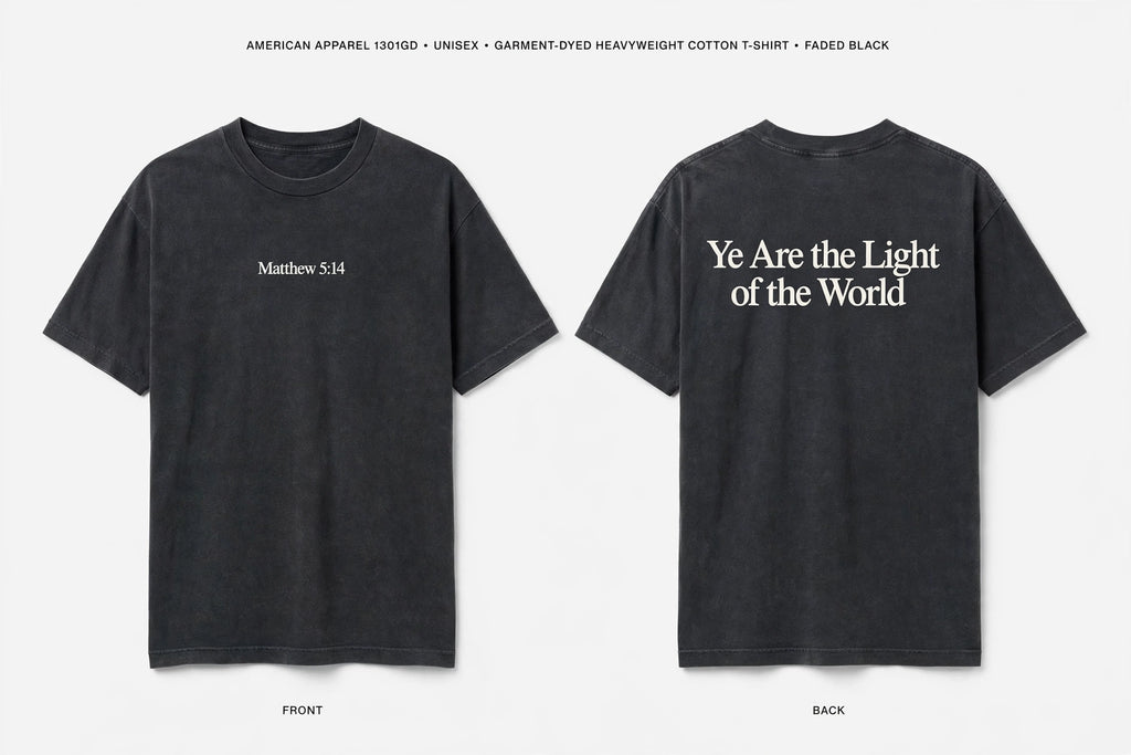 Matthew 5:14 black tee mockup