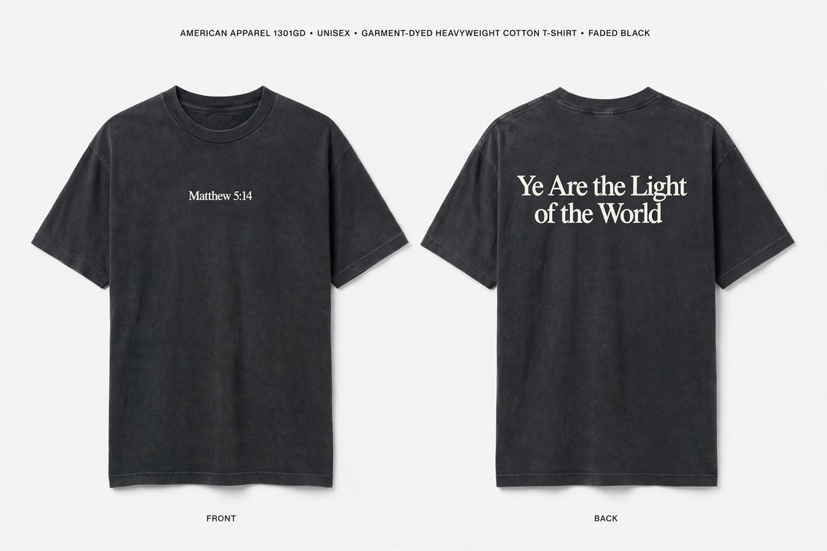Matthew 5:14 black tee mockup
