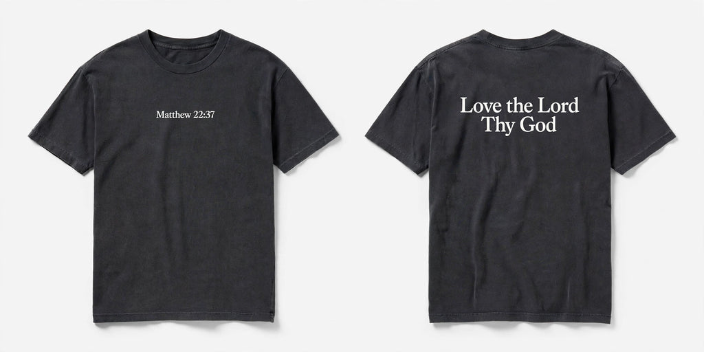 Matthew 22:37 black tee mockup