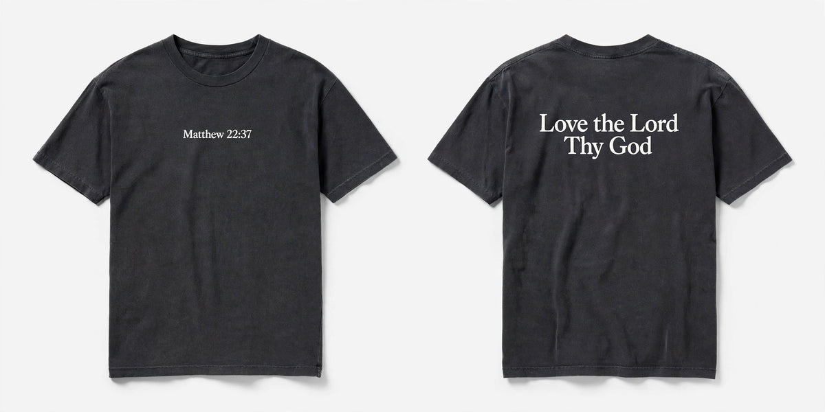 Matthew 22:37 black tee mockup