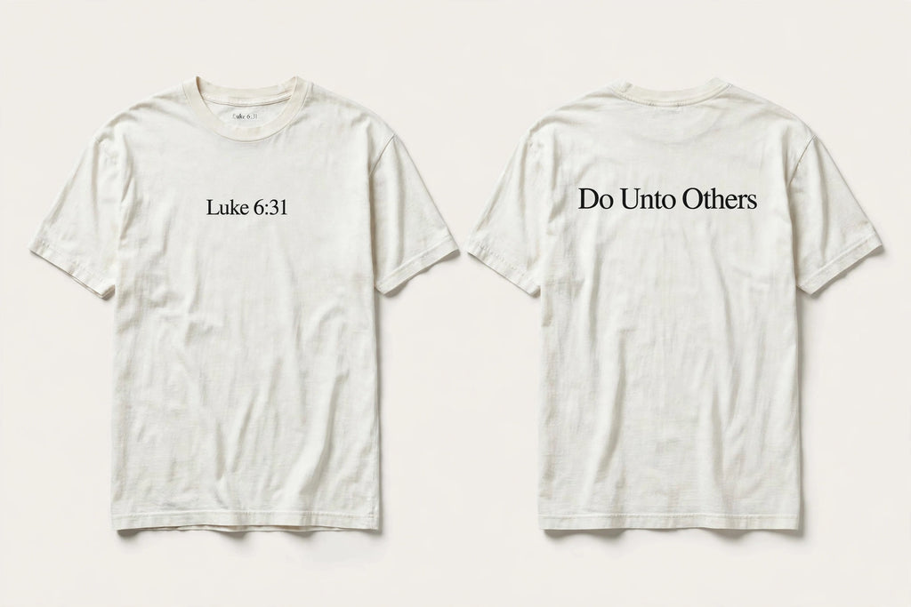 Luke 6:31 white tee mockup