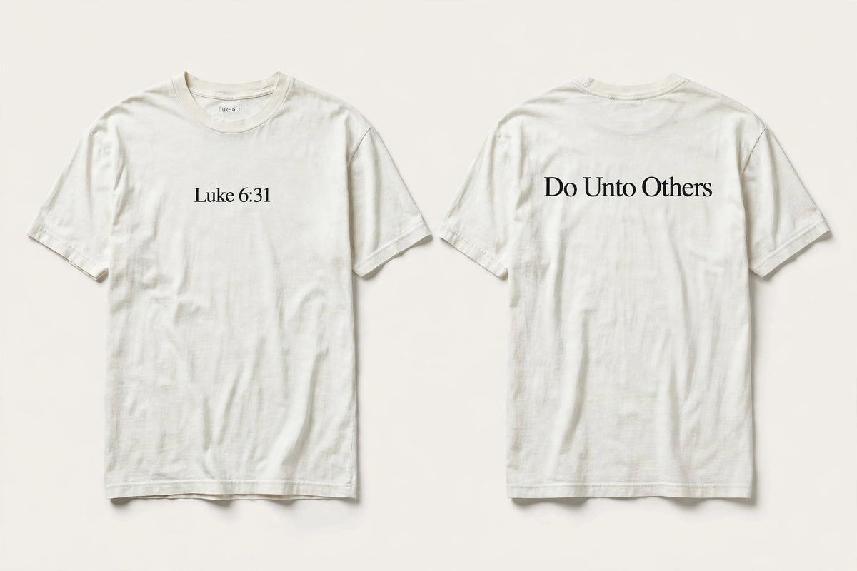 Luke 6:31 white tee mockup