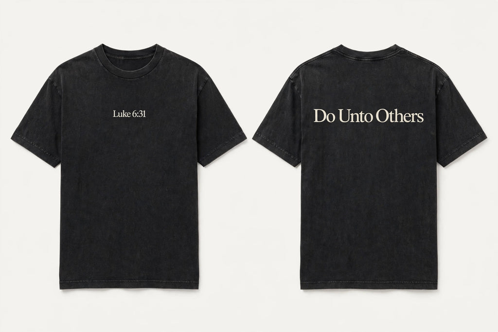 Luke 6:31 black tee mockup