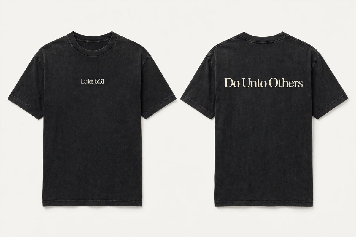 Luke 6:31 black tee mockup