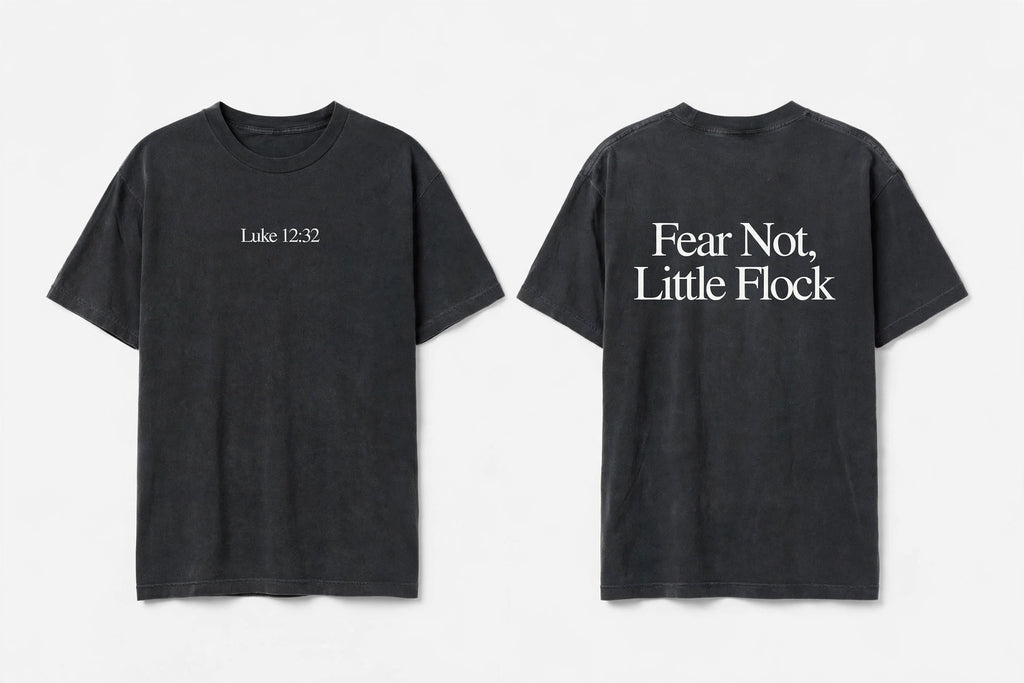 Luke 12:32 black tee mockup