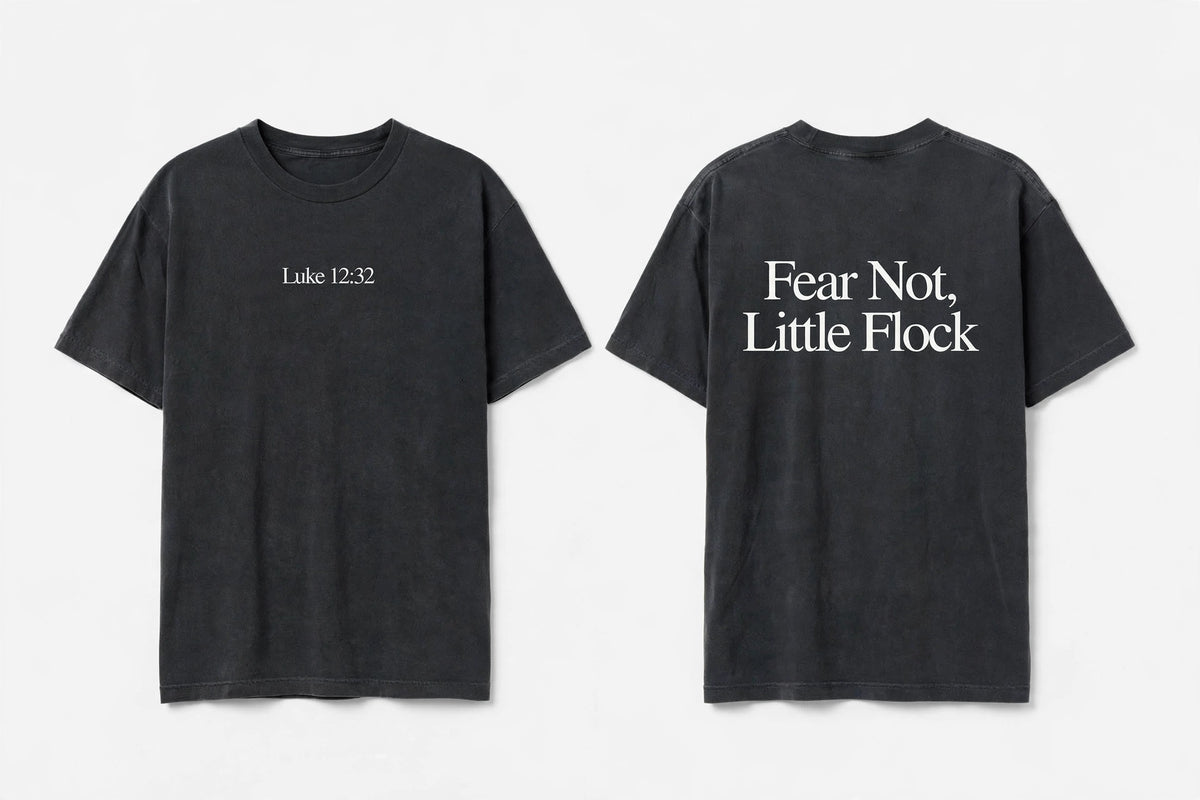 Luke 12:32 black tee mockup