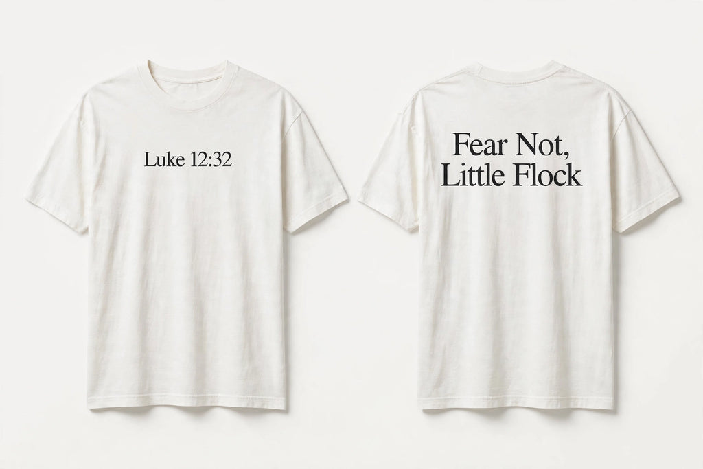Luke 12:32 white tee mockup