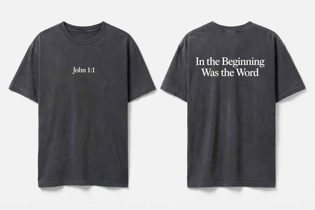 John 1:1 black tee mockup