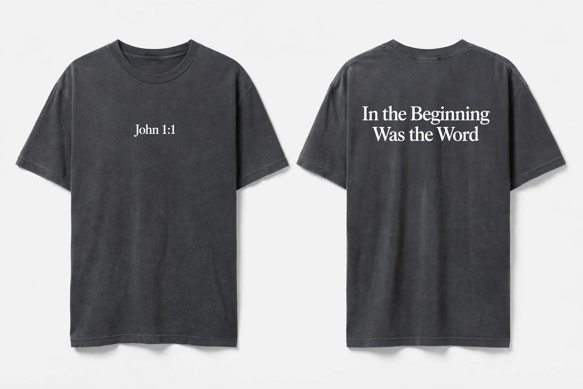 John 1:1 black tee mockup