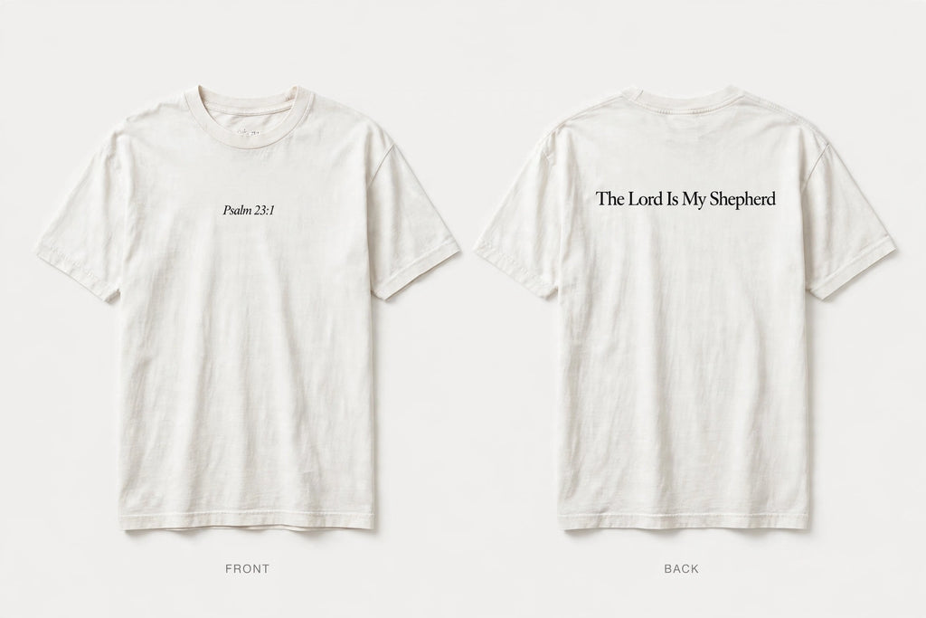 Psalm 23:1 white tee mockup