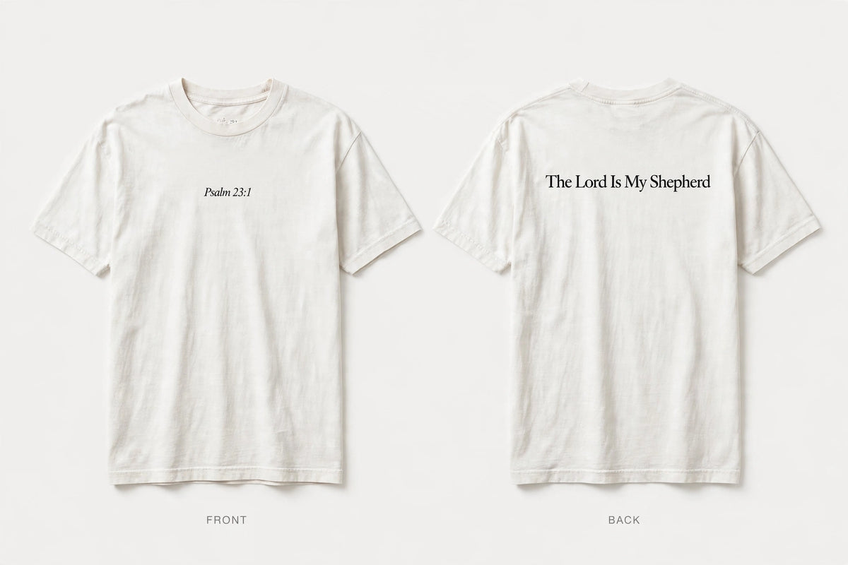 Psalm 23:1 white tee mockup