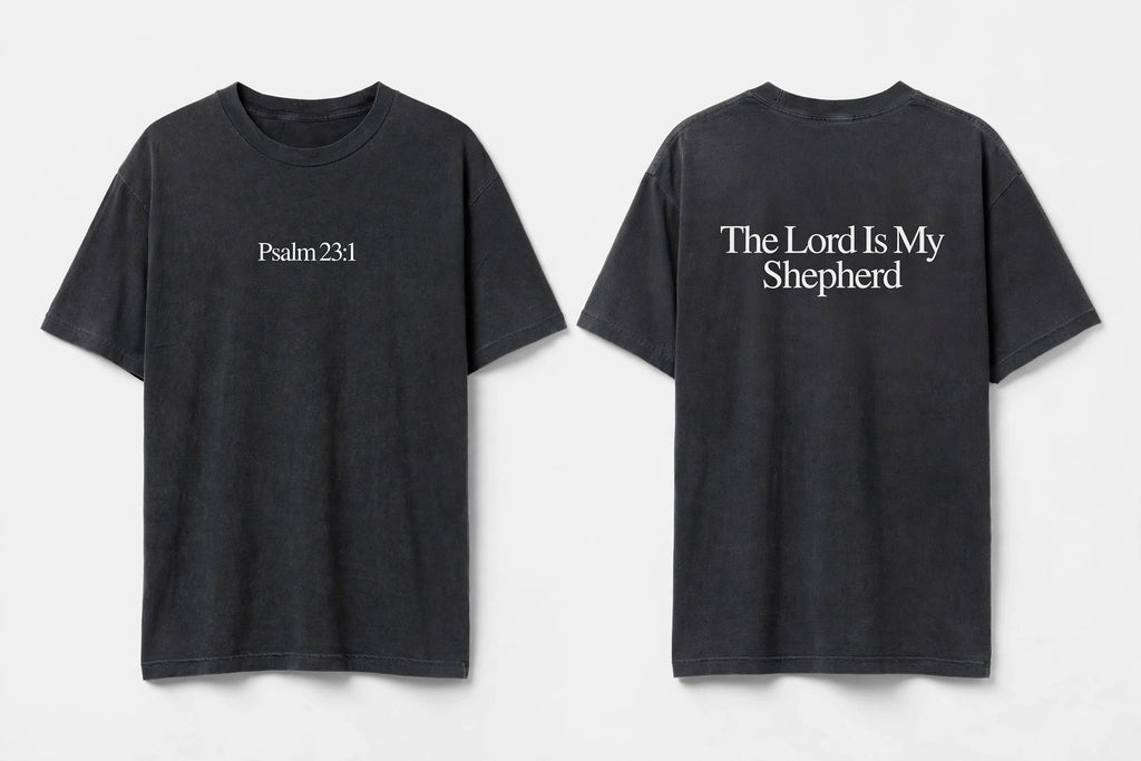 Psalm 23:1 black tee mockup