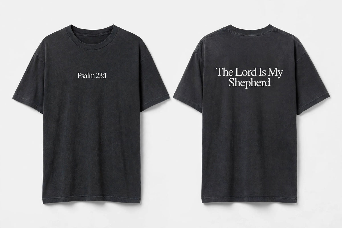 Psalm 23:1 black tee mockup