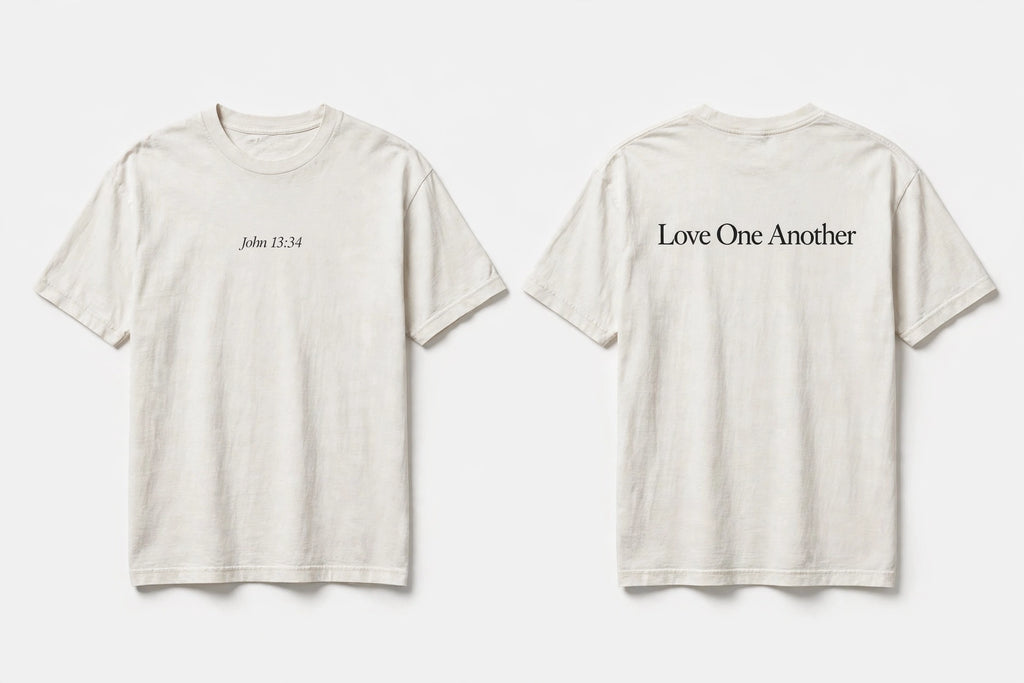 John 13:34 white tee mockup