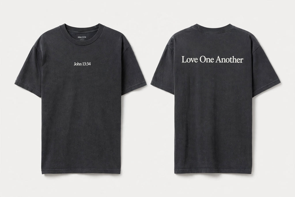 John 13:34 black tee mockup