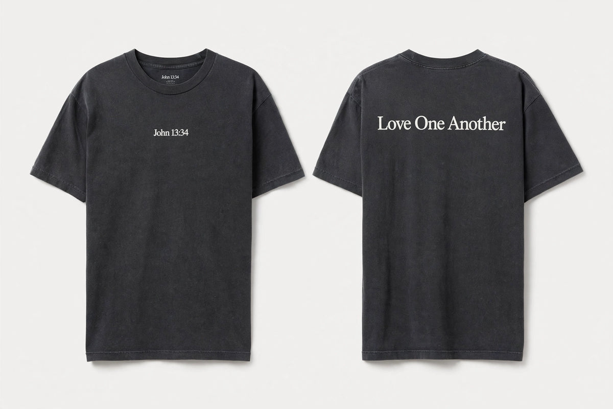 John 13:34 black tee mockup