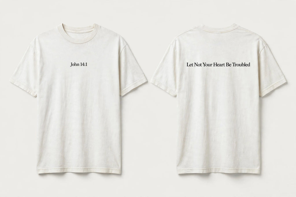 John 14:1 white tee mockup