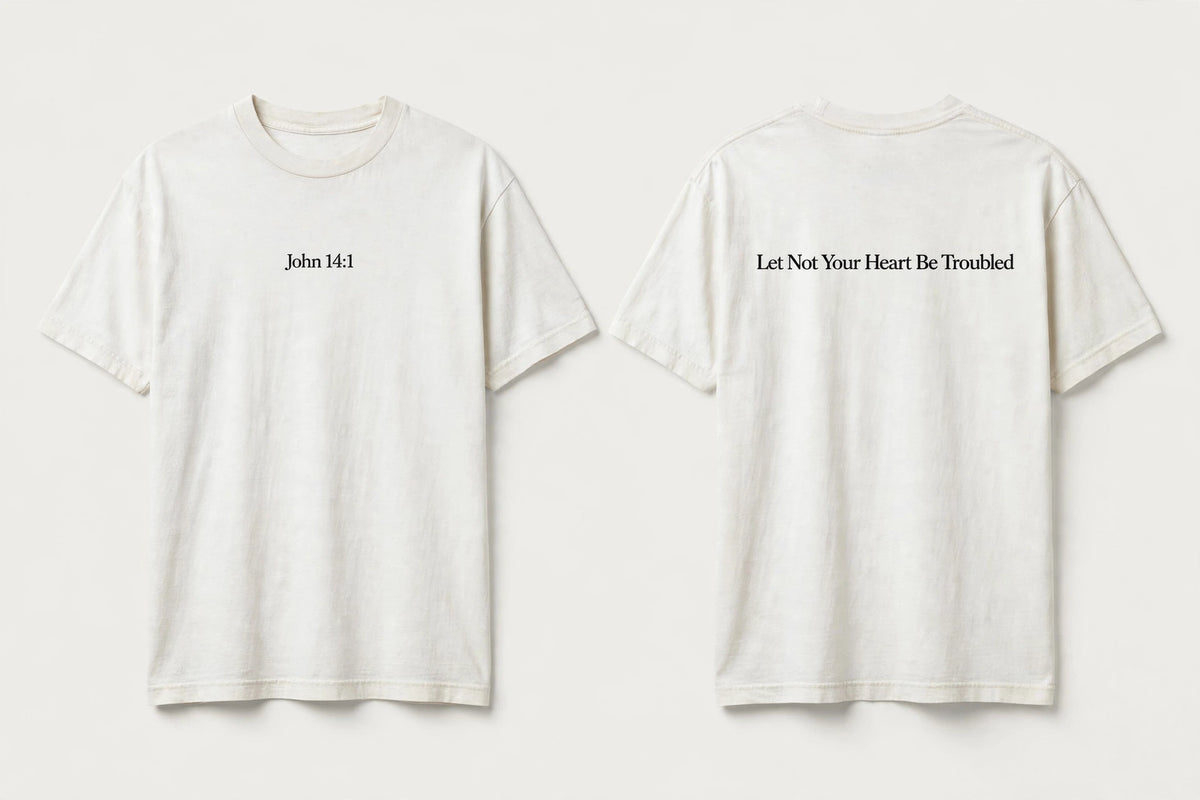 John 14:1 white tee mockup