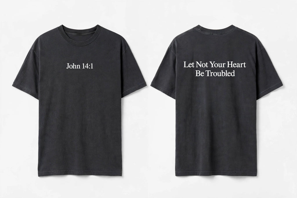 John 14:1 black tee mockup