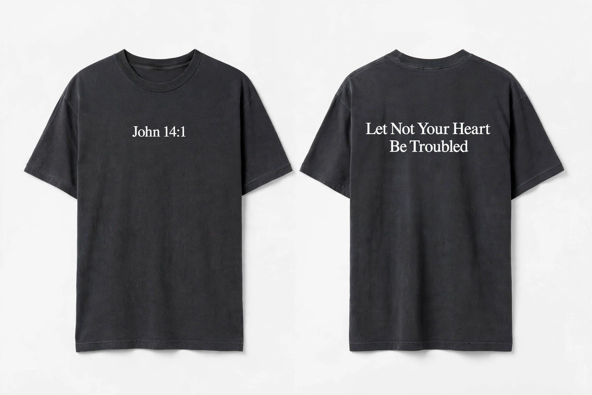 John 14:1 black tee mockup