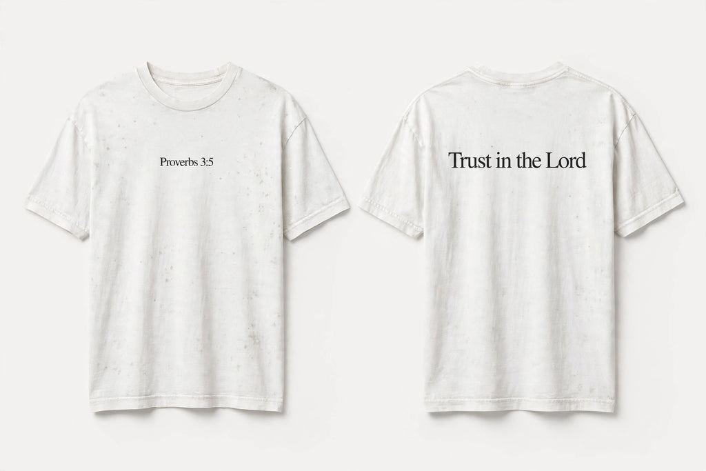 Proverbs 3:5 white tee mockup