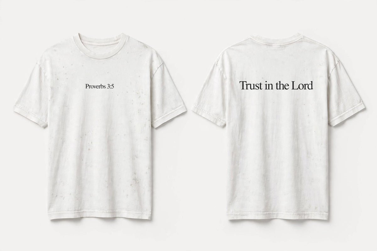 Proverbs 3:5 white tee mockup