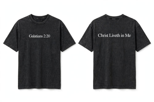Galatians 2:20 black tee mockup