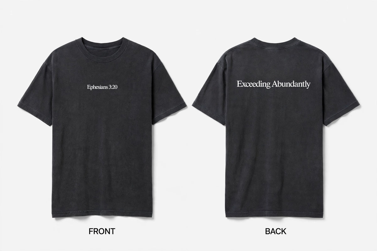 Ephesians 3:20 black tee mockup