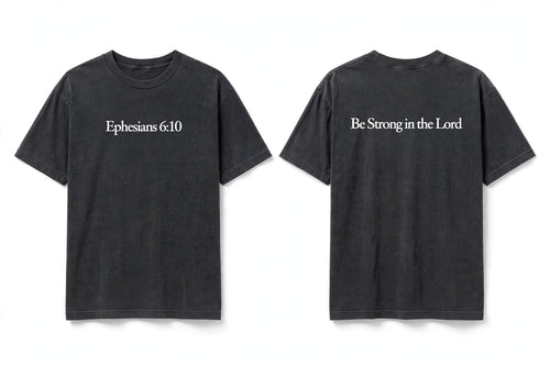 Ephesians 6:10 black tee mockup