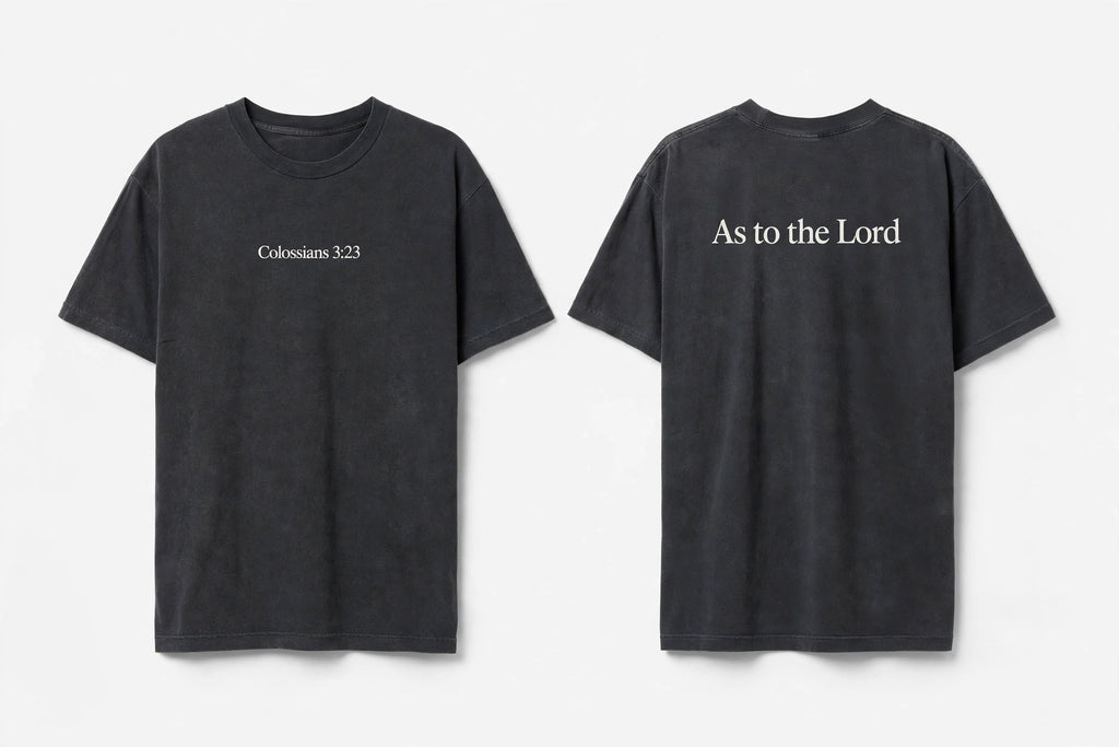 Colossians 3:23 black tee mockup