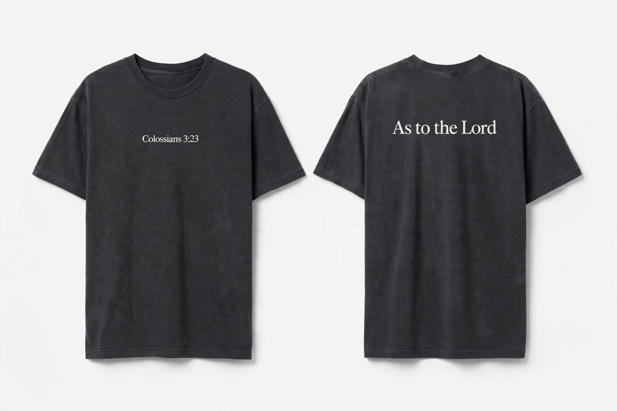 Colossians 3:23 black tee mockup