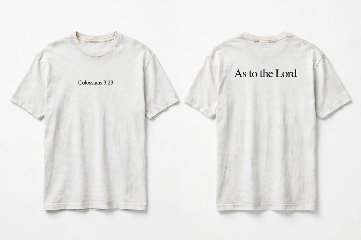 Colossians 3:23 white tee mockup