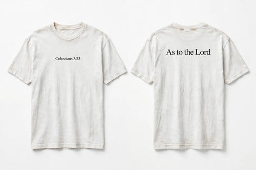 Colossians 3:23 white tee mockup