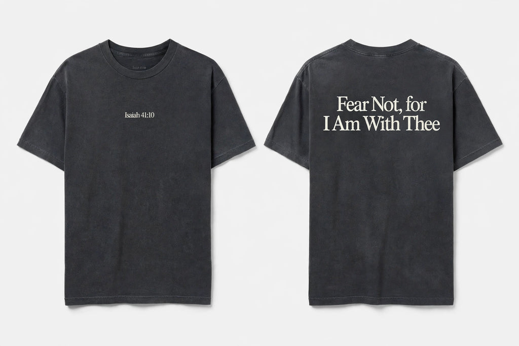 Isaiah 41:10 black tee mockup
