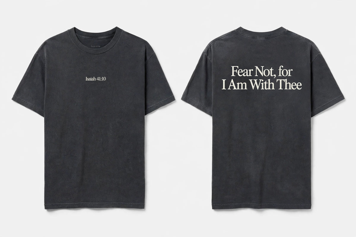 Isaiah 41:10 black tee mockup